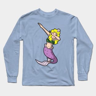 blonde dabbing mermaid Long Sleeve T-Shirt